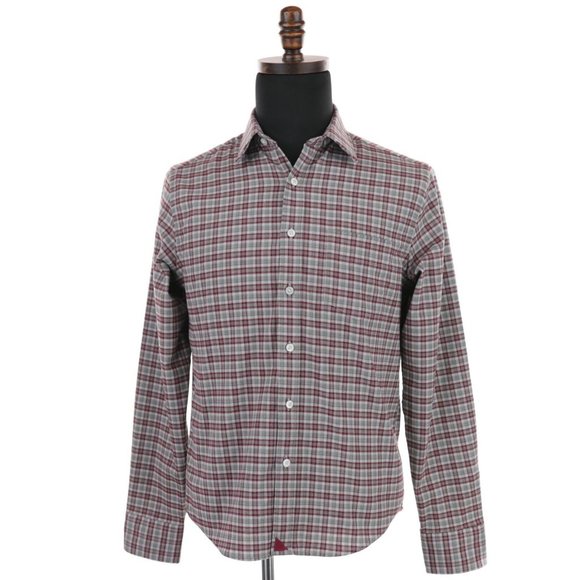 UNTUCKit Other - UNTUCKit Shirt Men's Small Gray Maroon Red Plaid Flannel Slim Fit Dezzani